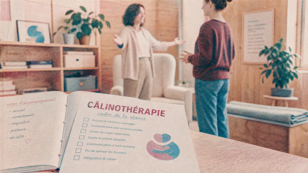 Calinothérapie : deux personnes se font un câlin en consentement respecté