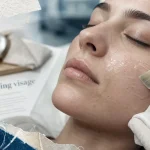 Soin peeling visage : compresse et gel sur joue, niveau doux ou fort