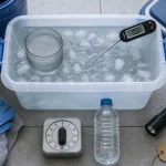 bain froid 10°C : gobelet, thermomètre, serviette et minuterie
