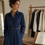 Chemisier robe longue : robe chemise longue en popeline coton