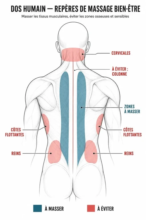 Techniques massage dos : zones à masser et zones à éviter sur le dos