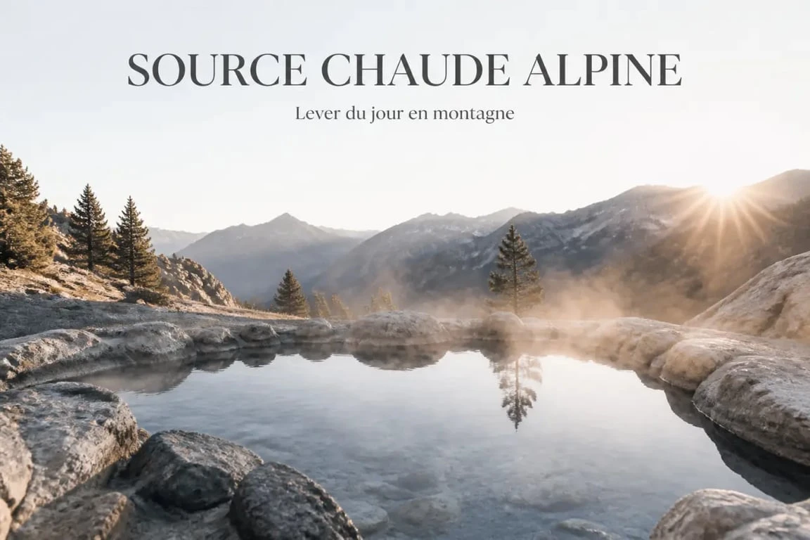 hot natural springs near me : source chaude naturelle en montagne avec eau fumante et bassin rocheux