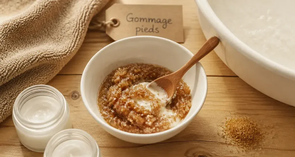 Gommage pour les pieds maison : sucre et crème, pieds doux