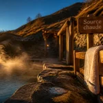 Hot natural springs near me : source chaude en montagne, eau thermale fumante