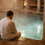 Les thermes Amnéville, espace Villa Pompéi : bassin chaud fumant.