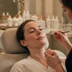 Maquillage spa : praticienne applique maquillage naturel sur une cliente