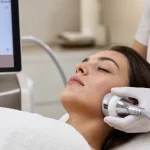Soin visage lpg : praticienne place une tête d’endermologie pour l’ovale