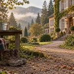 Hôtel La Garenne nature & bien être Alsace à Saverne, jardin boisé avec chaussures de randonnée
