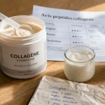 Peptide de collagene avis : pot de collagène hydrolysé sur table