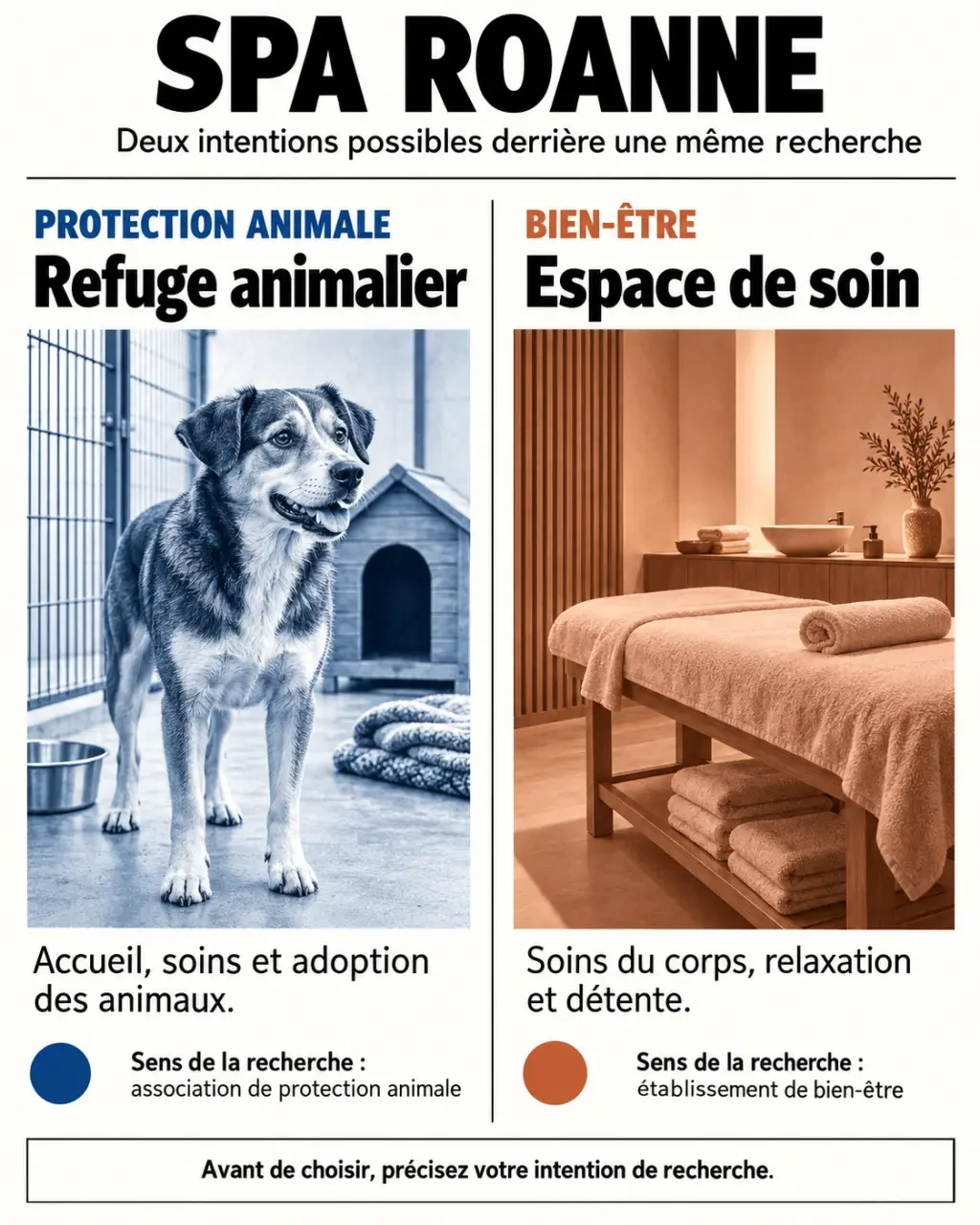 SPA Roanne : distinction entre refuge animalier et spa de bien-être