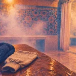 Intérieur du hammam drancy, vapeur et mosaïque