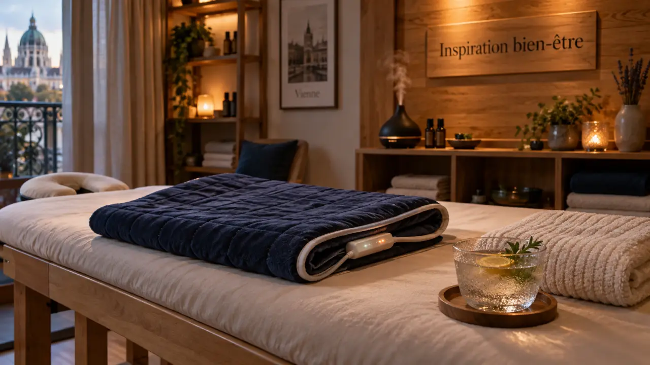 Inspiration bien être à Vienne : table de massage chauffante et serviette