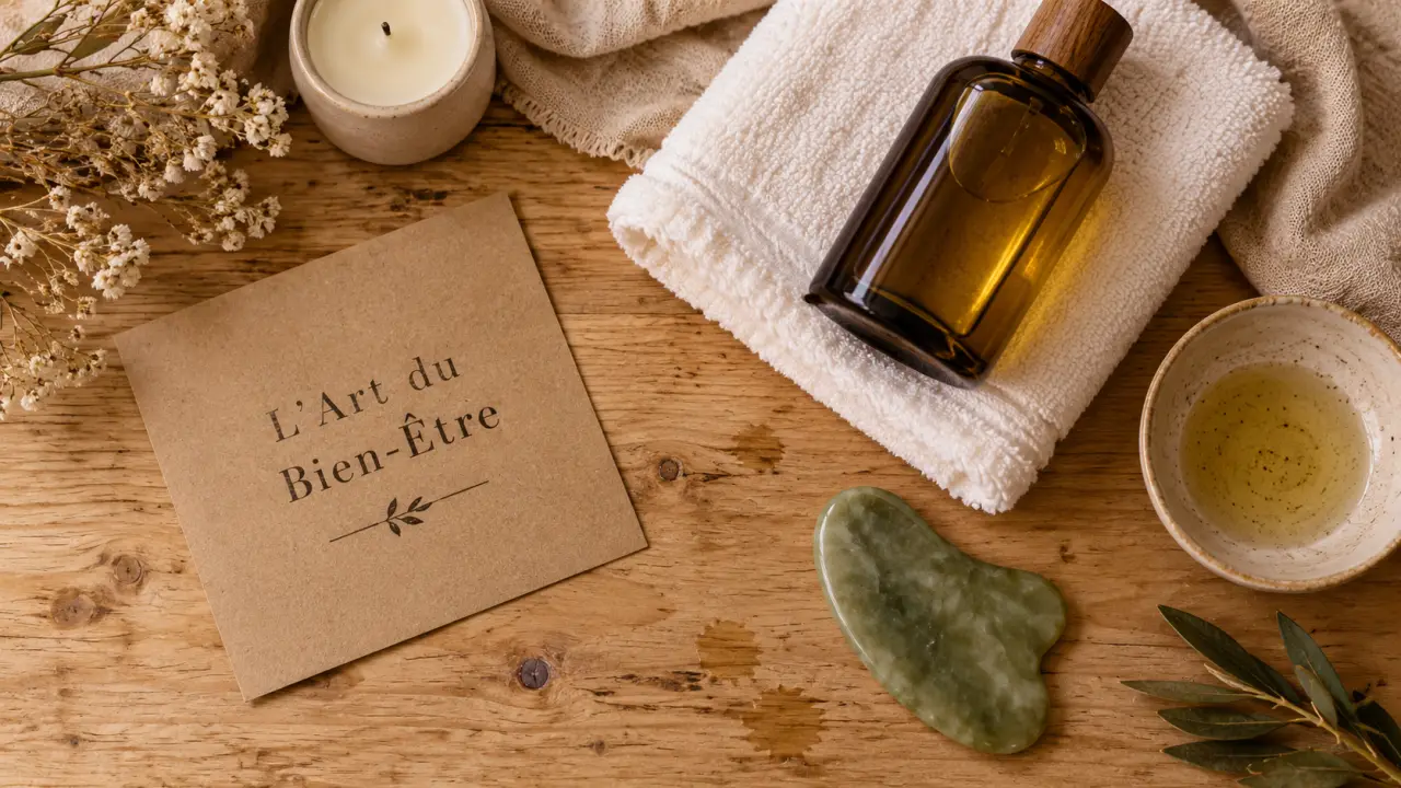l'art du bien être : huile de massage, jade et serviette, Rennes domicile Neuilly-Plaisance